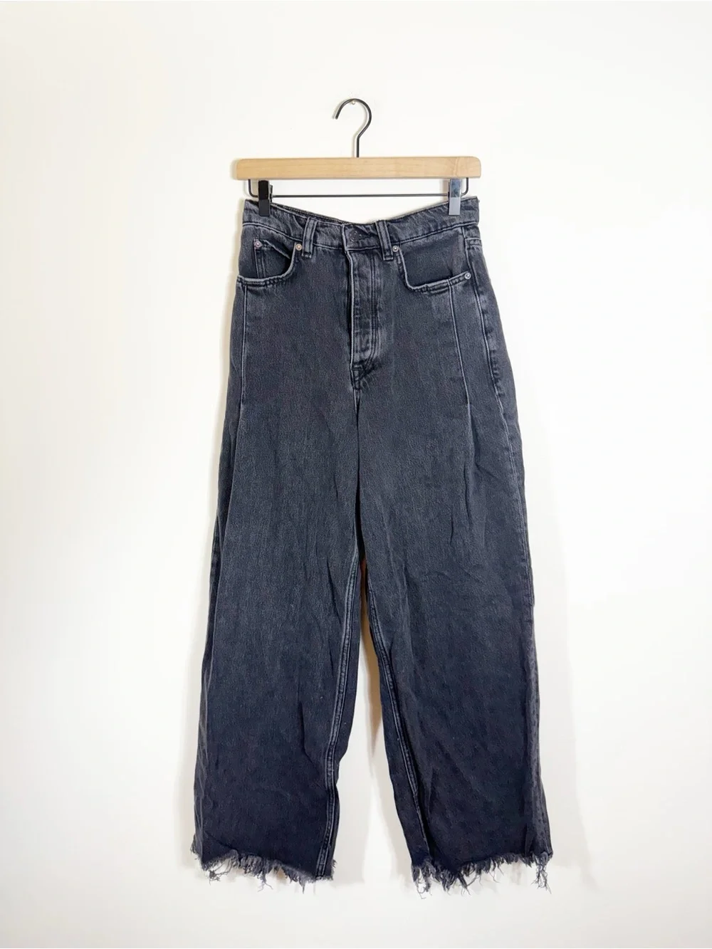 Free People We The Free Old West Slouchy High Rise Wide Leg Jeans Black 27
